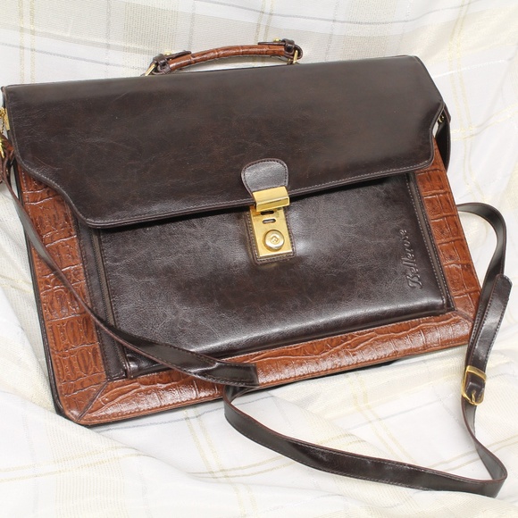 Bellerose Handbags - Belle Rose Black & Brown Faux Leather Croc Bag